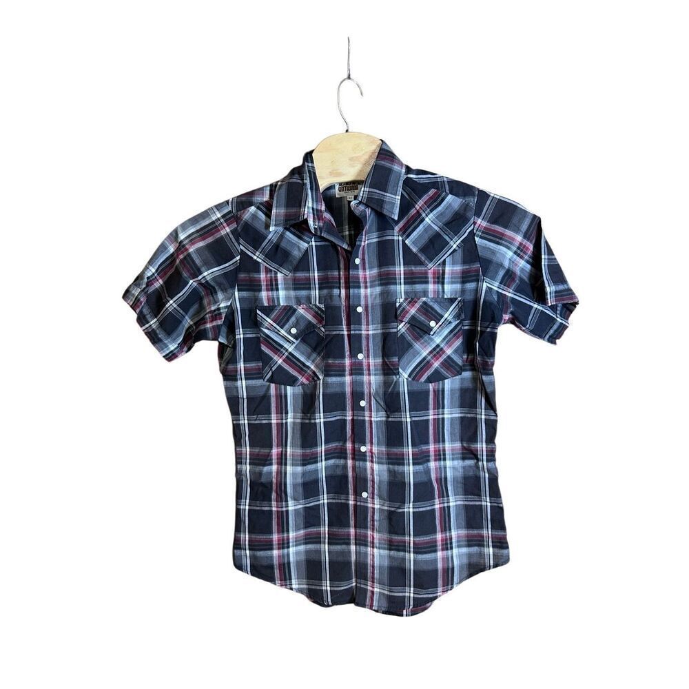 Ely Cattleman Medium (M) Short Sleeve Pearl Snap Red Black